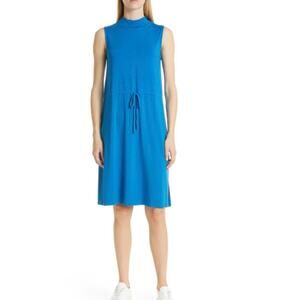Eileen Fisher Womens Medium Mock Neck Tie Waist Sleeveless Dress NEW